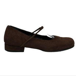 Robert Clergerie Mary Jane Ballet Flat Brown  Suede Round Toe Block Heel 6.5